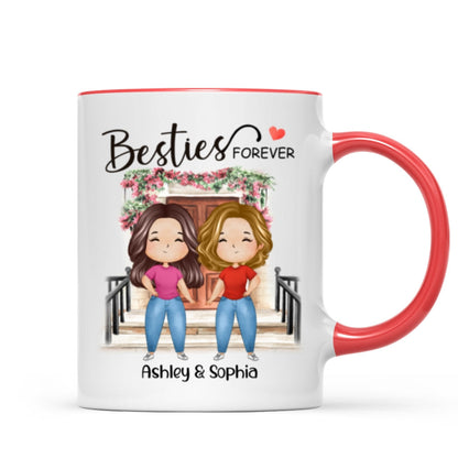 Besties Forever Watercolor Girls Personalized Mug - Gift For Besties, Gift For Sisters