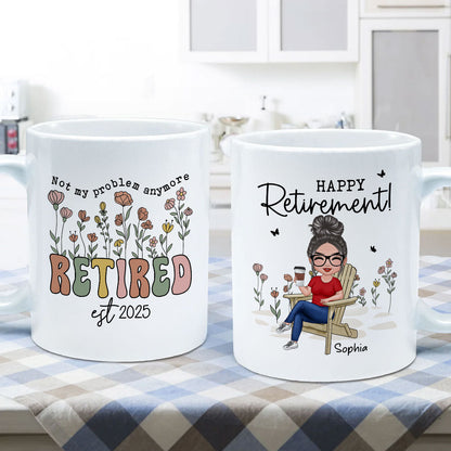 Not My Problem Anymore Retirement Personalized Mug, Farewell Good Luck Gift Coworker, Teacher, Nurse
