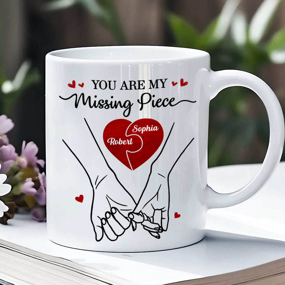 You Are My Missing Piece Couple Hands Outline Anniversary Gift Gift Personalized Mug