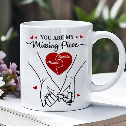 You Are My Missing Piece Couple Hands Outline Anniversary Gift Gift Personalized Mug