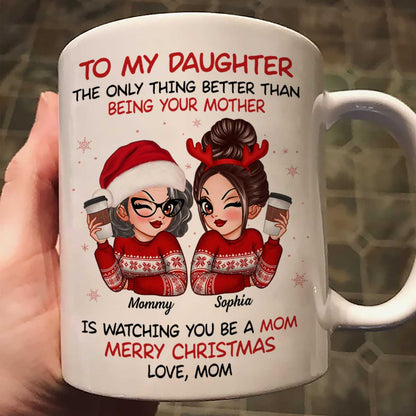 To My Daughter Son Watching You Be A Mom Dad Merry Christmas Personalized Mug, Christmas Gift For Daughters, Sons