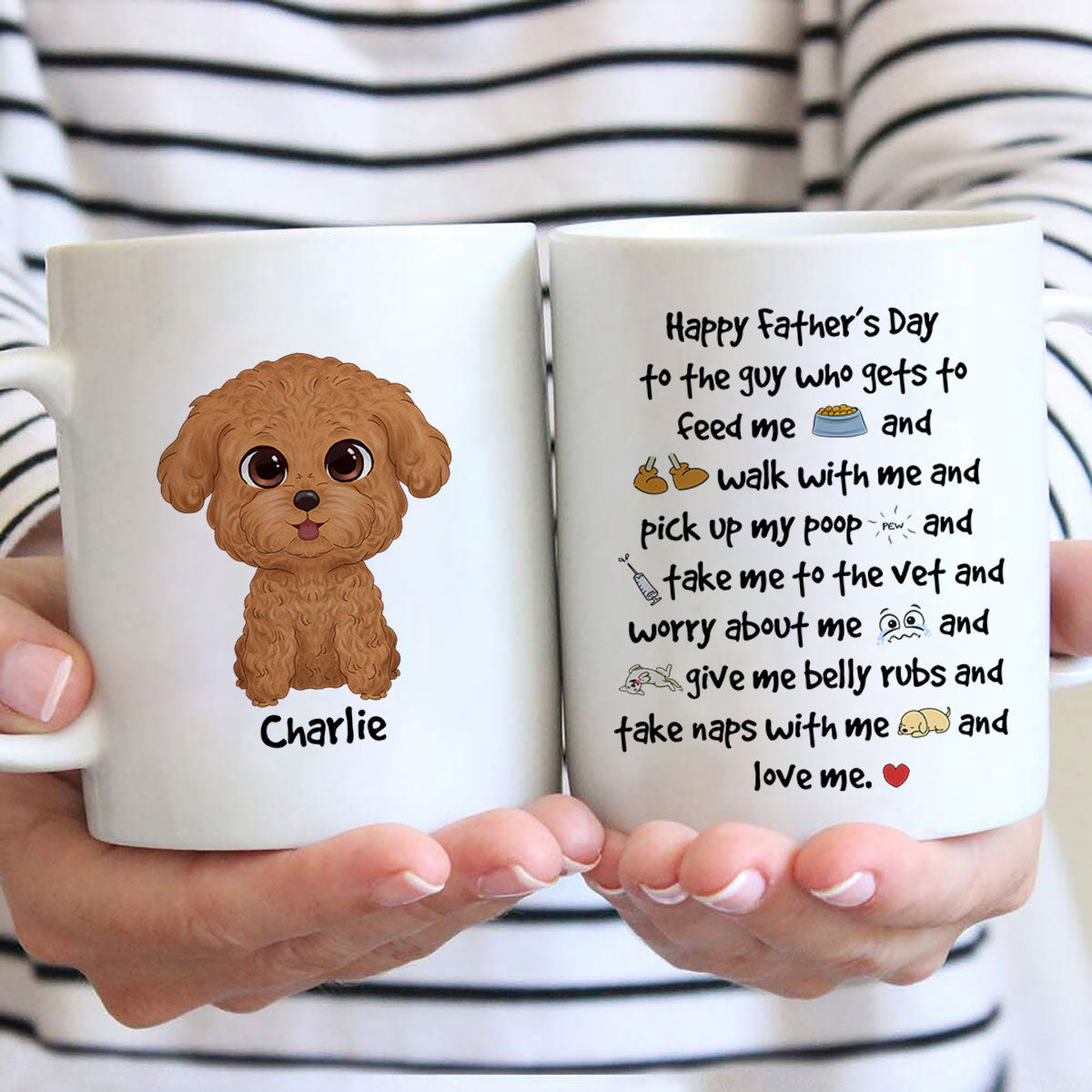 Watercolor Cute Dogs Happy Father's Day To The Guy Gift For Dog Dad Personalized Mug