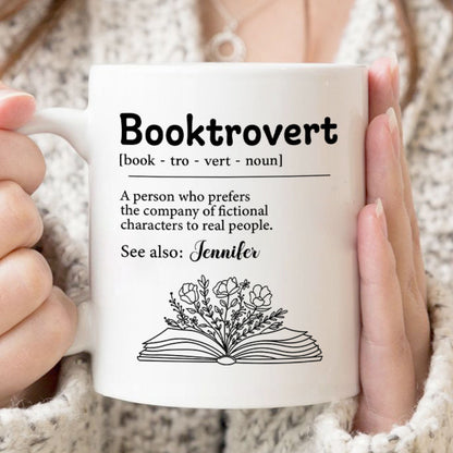 Booktrovert Definition Gift For Book Lover, Bookworm Personalized Mug