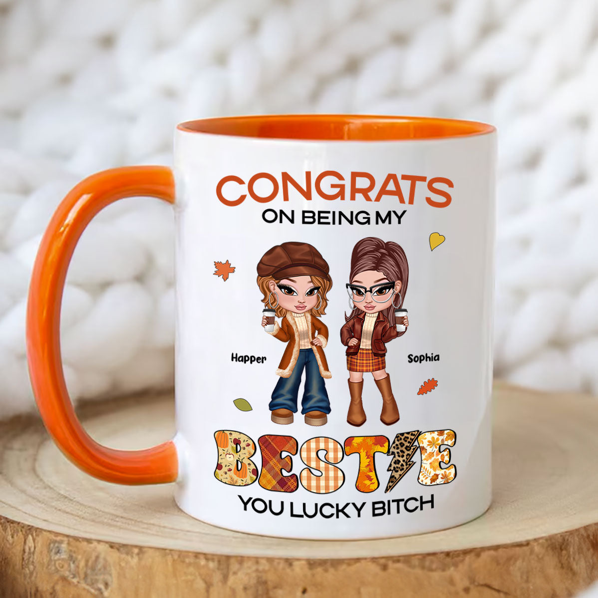 Congrats On Being My Bestie Sister Fall Season Y2K Style Personalized Mug
