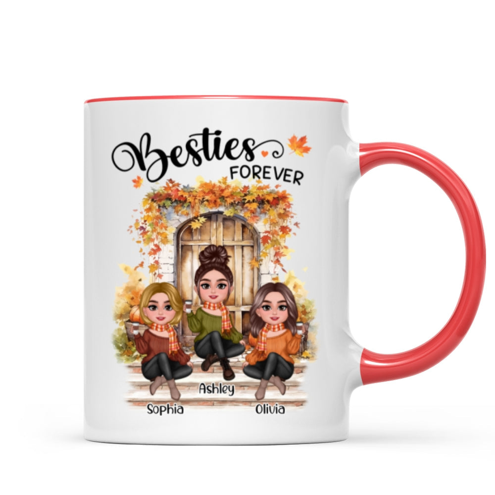 Fall Season Autumn Door Besties Sisters Personalized Mug
