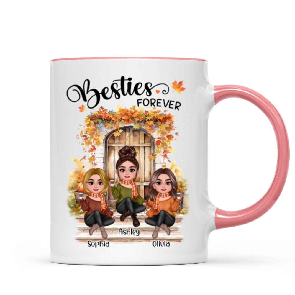 Fall Season Autumn Door Besties Sisters Personalized Mug