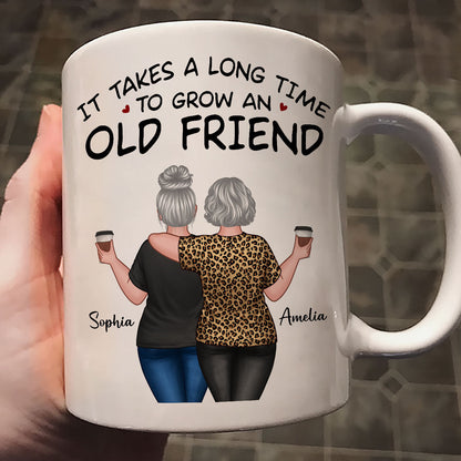 Back View Besties Walking It Takes A Long Time To Grow An Old Friend Personalized Mug, Gift For Best Friends, BFF