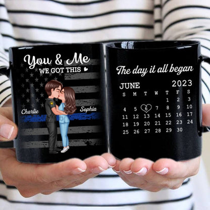 You & Me We Got This Hero Couple Kissing Anniversary Calendar Keepsake Personalized Mug
