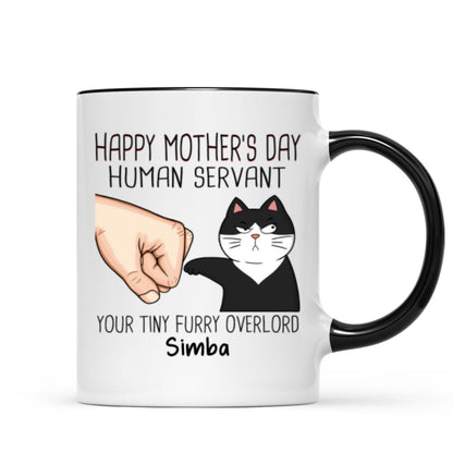 Happy Mother's Day Human Servant Fist Bump Funny Cute Cats Gift For Cat Mom Personalized Mug
