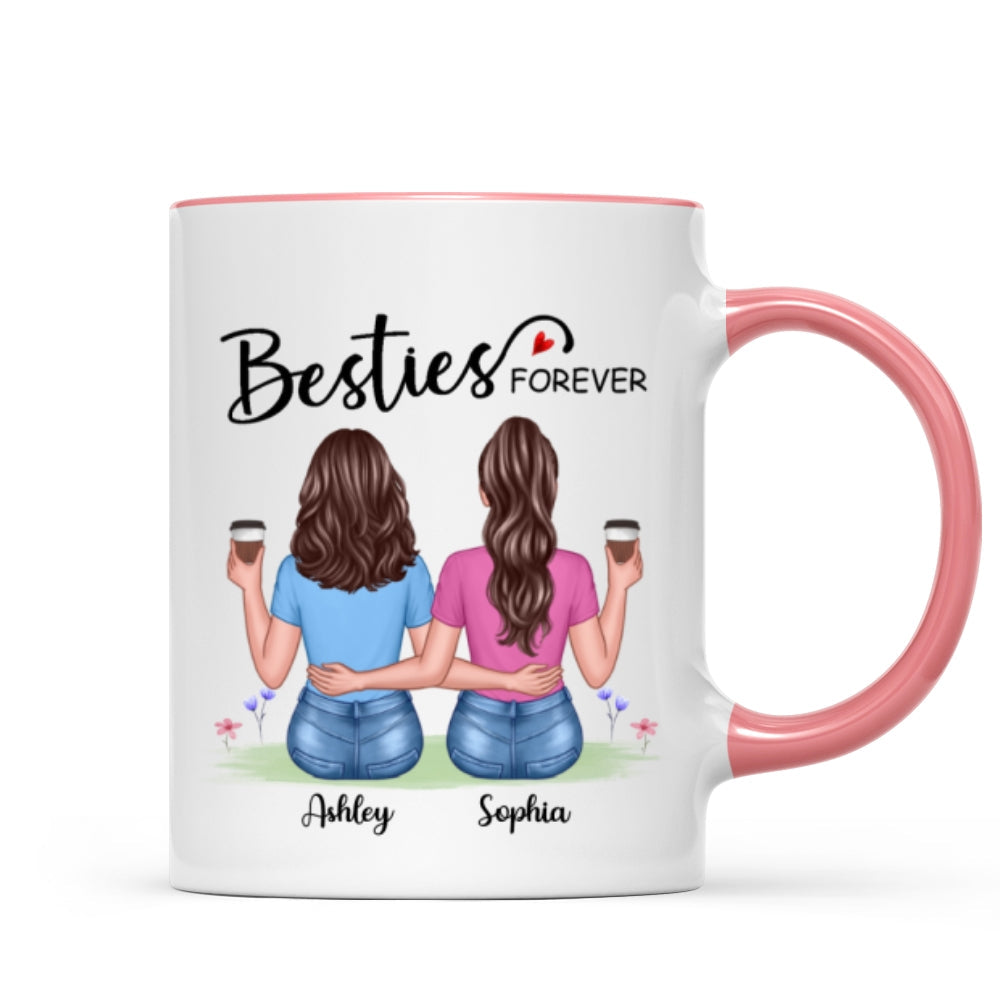 Besties Forever Besties Sisters Back View Personalized Mug