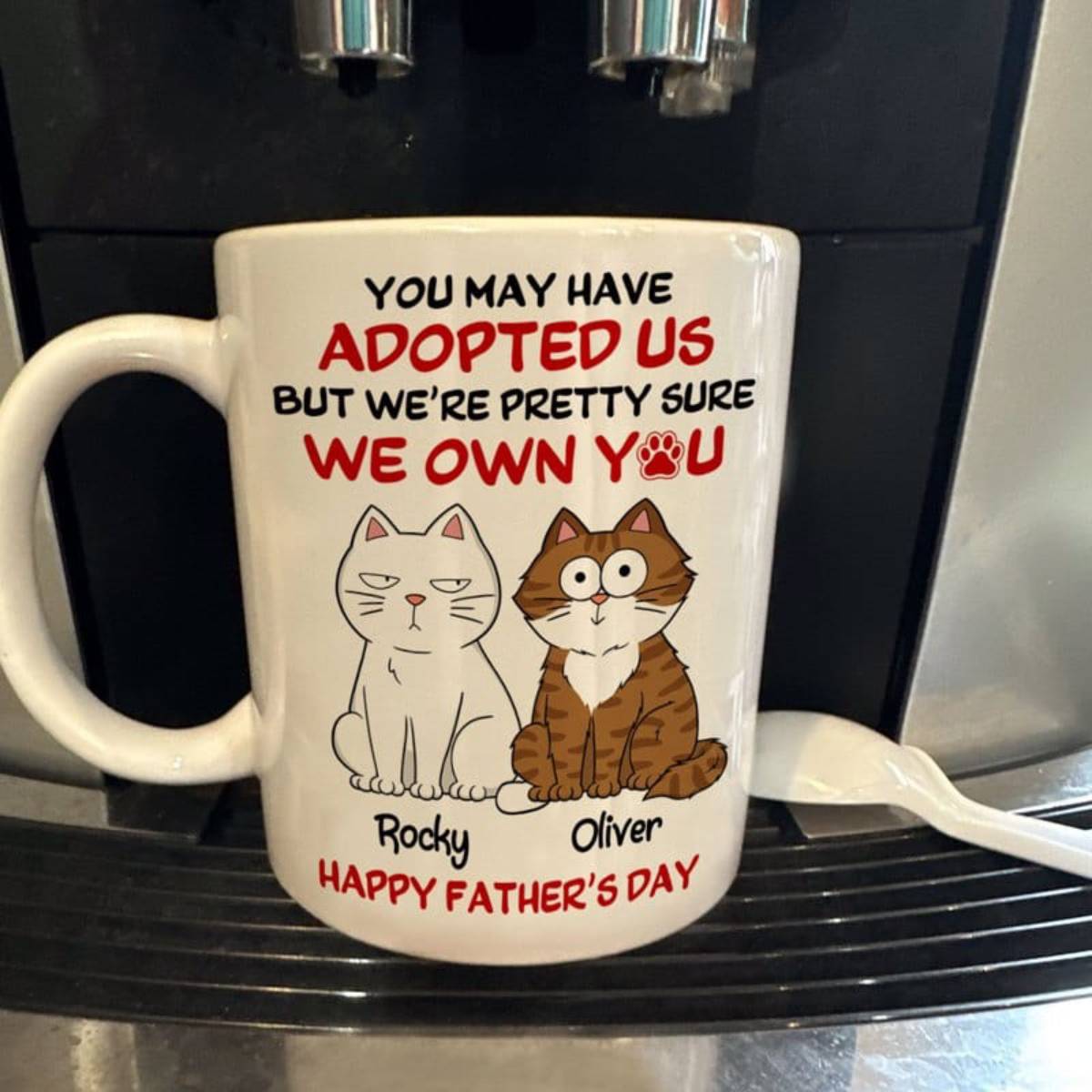 Funny Cute Cats We Own You Personalized Mug, Father's Day Gift For Cat Dad
