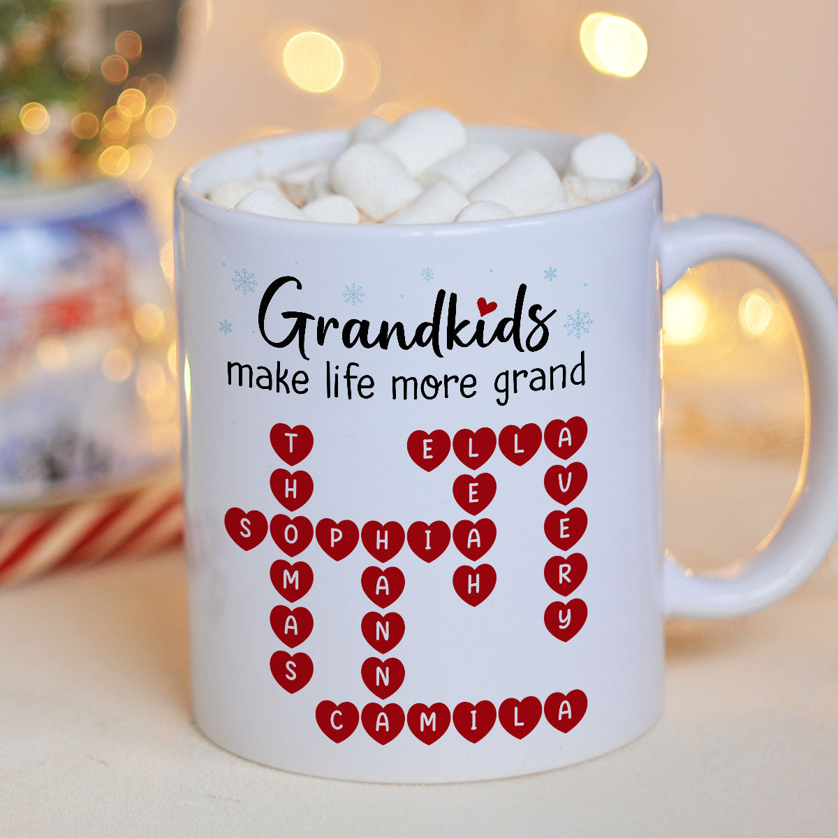 Grandkids Make Life Grand Crossword Puzzle Art Christmas Gift For Grandma Personalized Mug