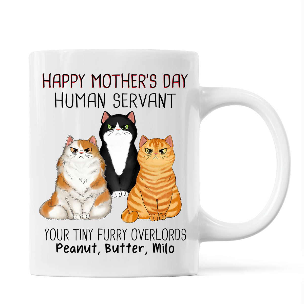 Angry Cats Happy Mother's Day Cat Human Servant Personalized Mug