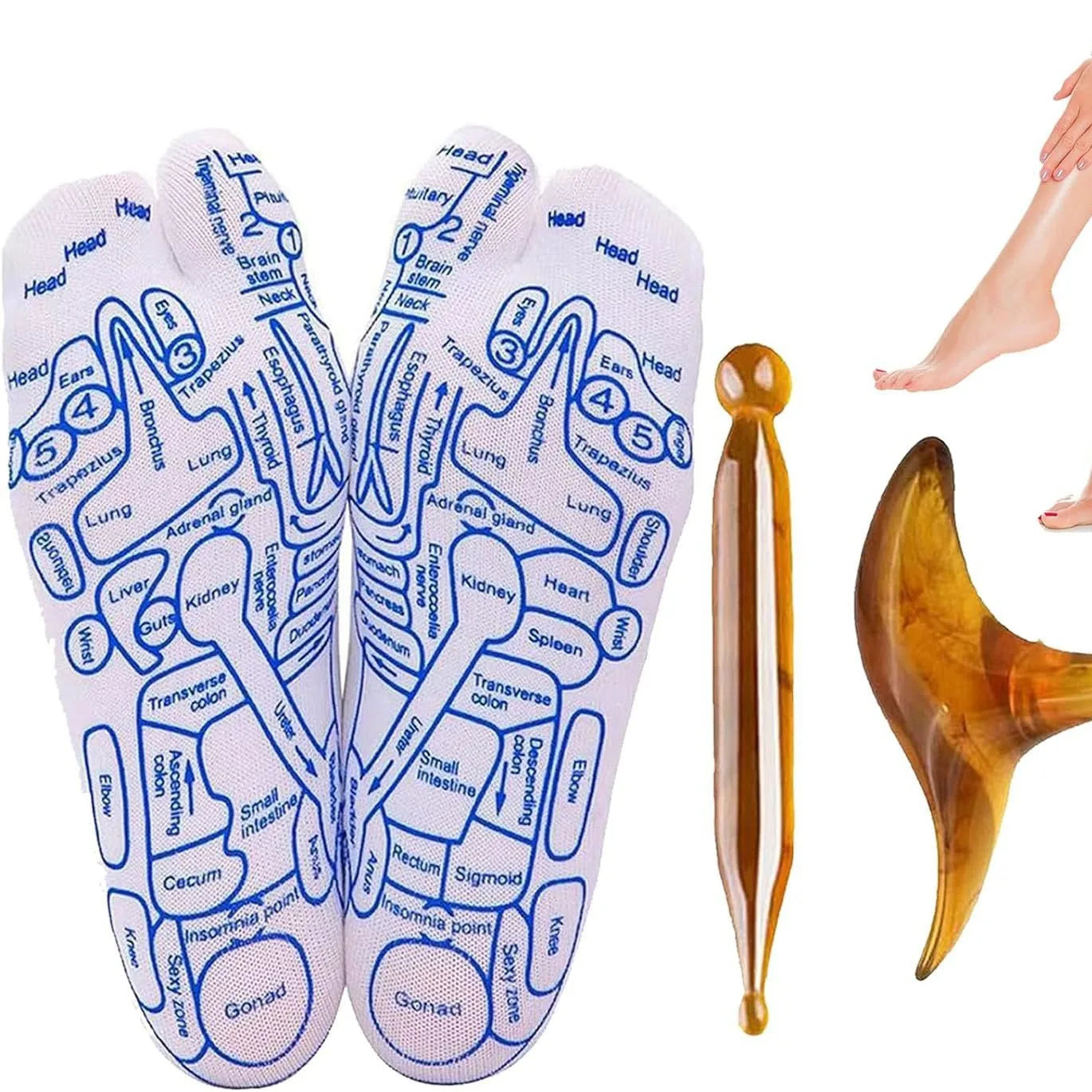 Acupressure Reflexology Socks With Massage Stick