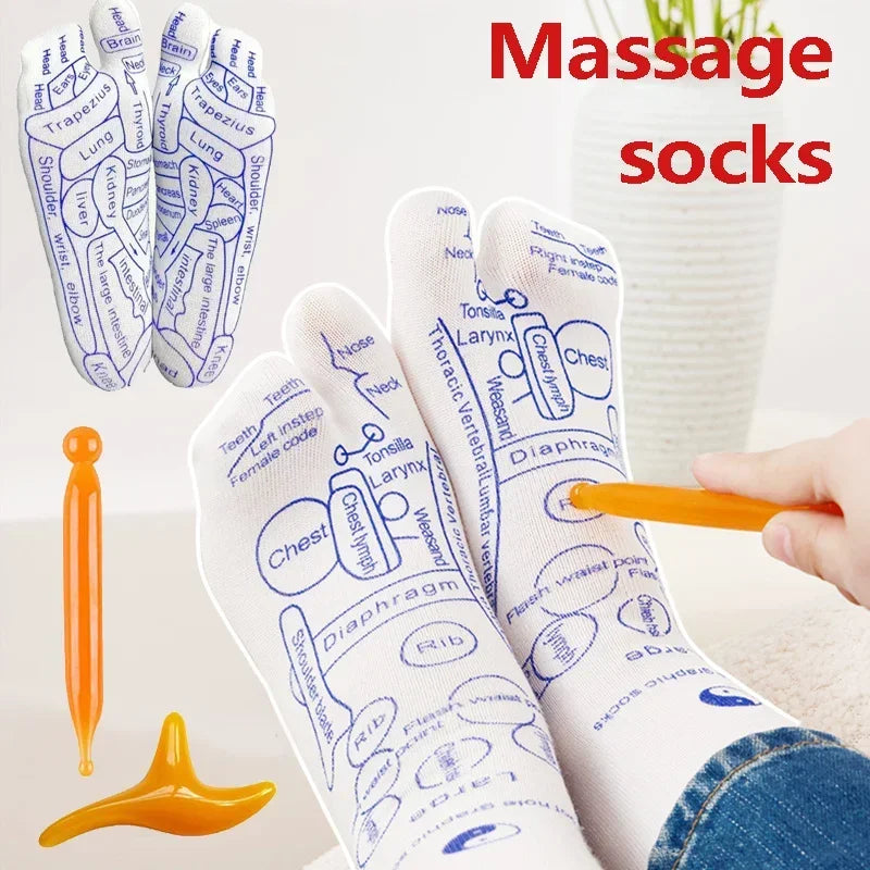 Acupressure Reflexology Socks With Massage Stick