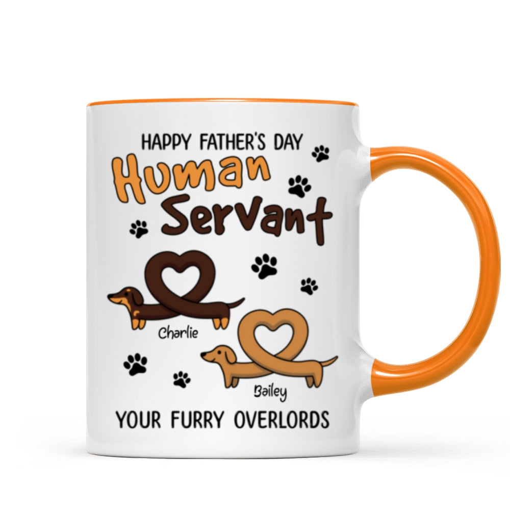 Happy Mother's Day Father's Day Human Servant Dachshund Hearts Personalized Mug