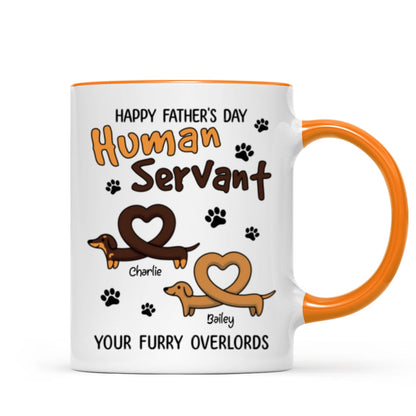 Happy Mother's Day Father's Day Human Servant Dachshund Hearts Personalized Mug