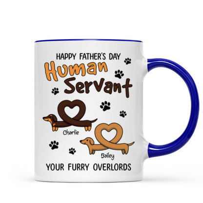 Happy Mother's Day Father's Day Human Servant Dachshund Hearts Personalized Mug