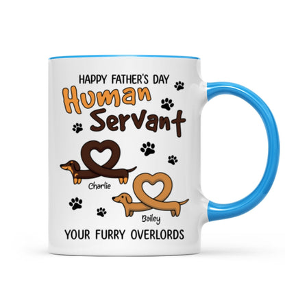 Happy Mother's Day Father's Day Human Servant Dachshund Hearts Personalized Mug