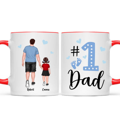 Blue Back View Dad And Son Daughter Kids Walking #1 Dad Personalized Mug