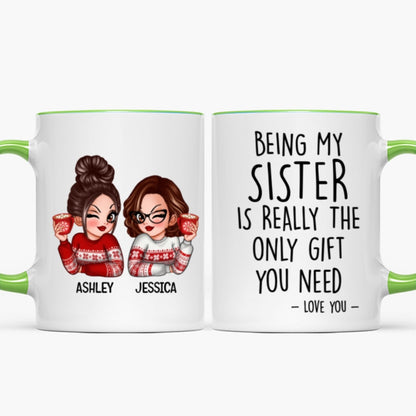 Being My Sister Is Really The Only Gift You Need Personalized Mug, Just Because Birthday Christmas Gift for Sisters