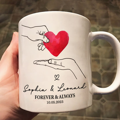 Give You My Heart Couple Hands Personalized Mug, gift, Anniversary gift for Couples