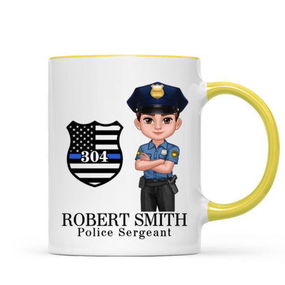 Police Thin Blue Line Personalized Mug, Appreciation Gift, Christmas Gift For Colleagues, Boss, Police Officers, Sheriff, Deputy Sheriff