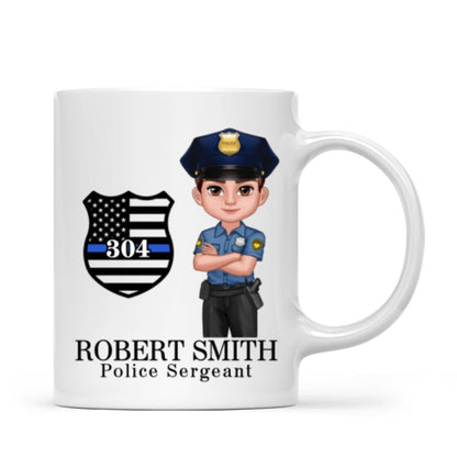 Police Thin Blue Line Personalized Mug, Appreciation Gift, Christmas Gift For Colleagues, Boss, Police Officers, Sheriff, Deputy Sheriff