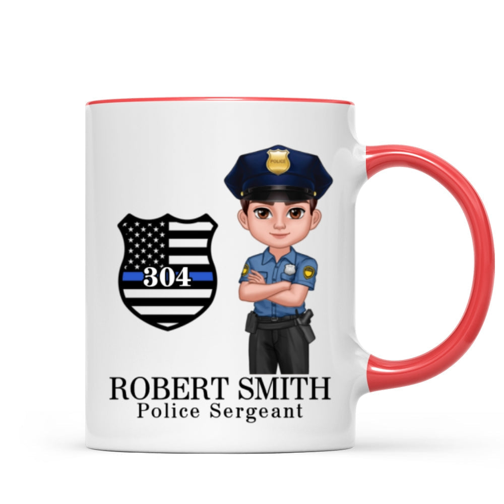 Police Thin Blue Line Personalized Mug, Appreciation Gift, Christmas Gift For Colleagues, Boss, Police Officers, Sheriff, Deputy Sheriff
