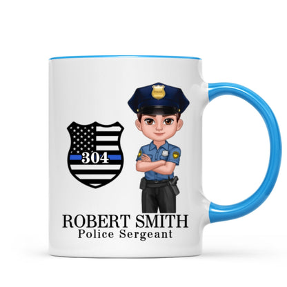 Police Thin Blue Line Personalized Mug, Appreciation Gift, Christmas Gift For Colleagues, Boss, Police Officers, Sheriff, Deputy Sheriff
