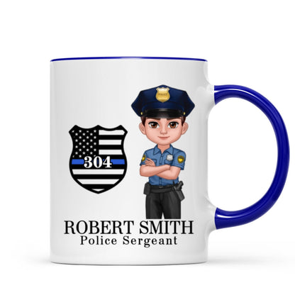 Police Thin Blue Line Personalized Mug, Appreciation Gift, Christmas Gift For Colleagues, Boss, Police Officers, Sheriff, Deputy Sheriff