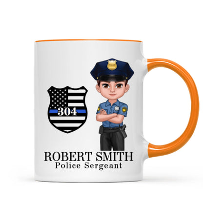 Police Thin Blue Line Personalized Mug, Appreciation Gift, Christmas Gift For Colleagues, Boss, Police Officers, Sheriff, Deputy Sheriff