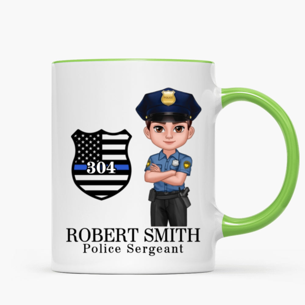 Police Thin Blue Line Personalized Mug, Appreciation Gift, Christmas Gift For Colleagues, Boss, Police Officers, Sheriff, Deputy Sheriff