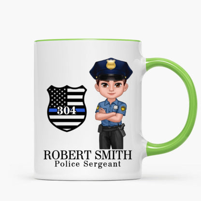 Police Thin Blue Line Personalized Mug, Appreciation Gift, Christmas Gift For Colleagues, Boss, Police Officers, Sheriff, Deputy Sheriff