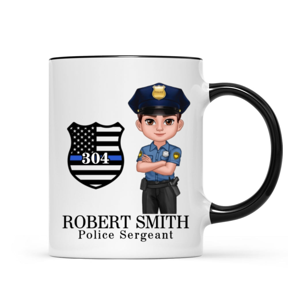 Police Thin Blue Line Personalized Mug, Appreciation Gift, Christmas Gift For Colleagues, Boss, Police Officers, Sheriff, Deputy Sheriff