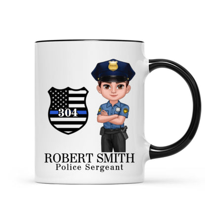 Police Thin Blue Line Personalized Mug, Appreciation Gift, Christmas Gift For Colleagues, Boss, Police Officers, Sheriff, Deputy Sheriff