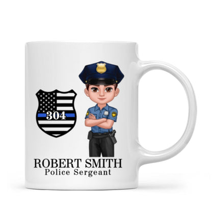 Police Thin Blue Line Personalized Mug, Appreciation Gift, Christmas Gift For Colleagues, Boss, Police Officers, Sheriff, Deputy Sheriff