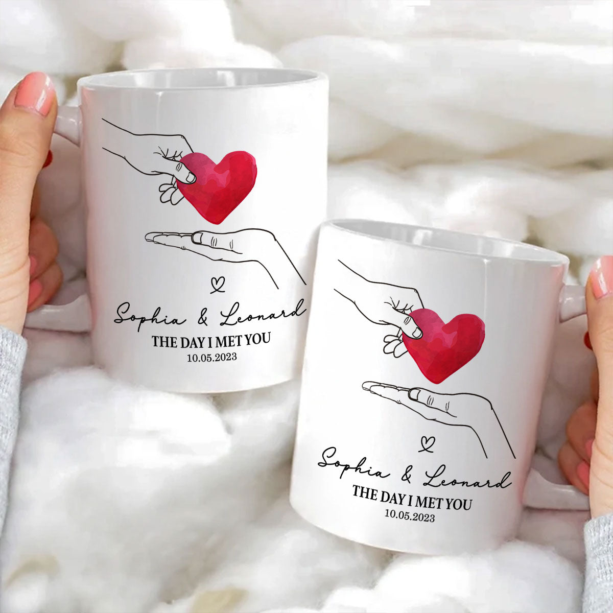 Give You My Heart Couple Hands Personalized Mug, gift, Anniversary gift for Couples