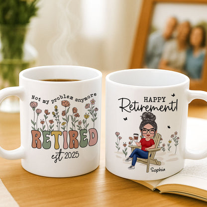 Not My Problem Anymore Retirement Personalized Mug, Farewell Good Luck Gift Coworker, Teacher, Nurse