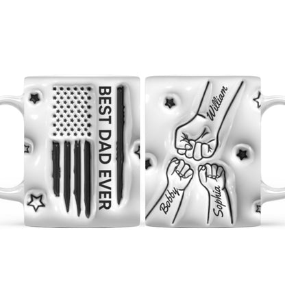 Best Dad Papa Grandpa Ever Fist Bump Outline Nation Flag Father's Day Gift Personalized 3D Inflated Mug