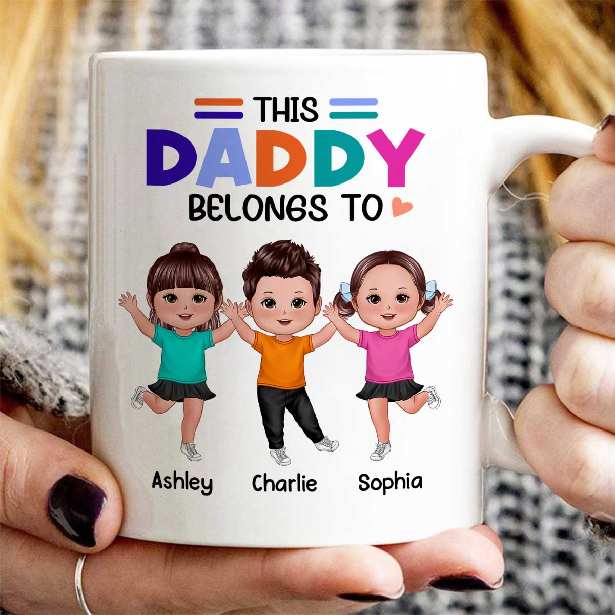 Colorful This Daddy Belongs To Happy Doll Kid Father's Day Gift For Dad Personalized Mug