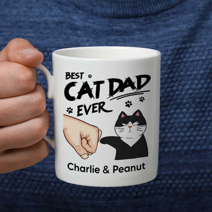 Best Cat Dad Ever Fist Bump Funny Cute Cats Personalized Mug
