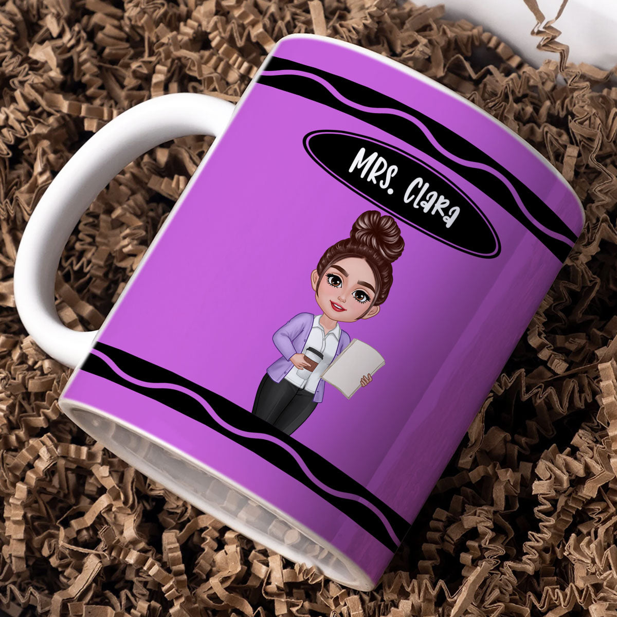 Teacher Crayon Pattern Personalized Mug| Back To School Gift For Teacher