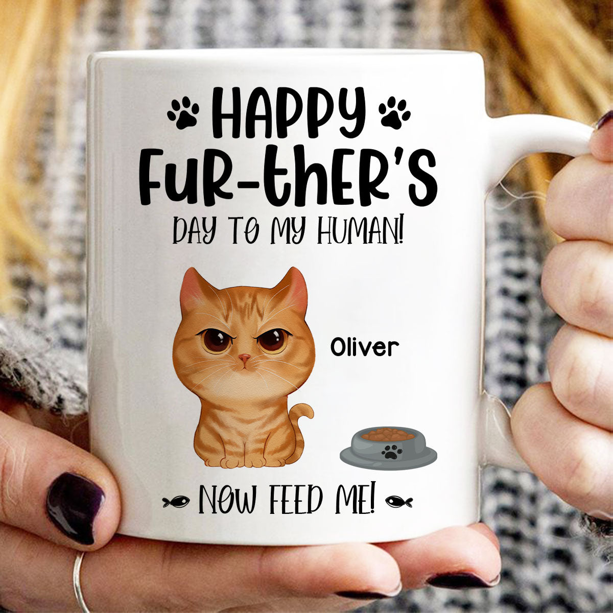 Angry Watercolor Cute Cats Happy Fur-ther's Day Father's Day Gift For Cat Dads Personalized Mug