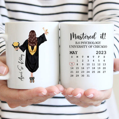 Graduation Gift Master It Gift For Senior Gift For Daughter Granddaughter Calendar Date Personalized Mug
