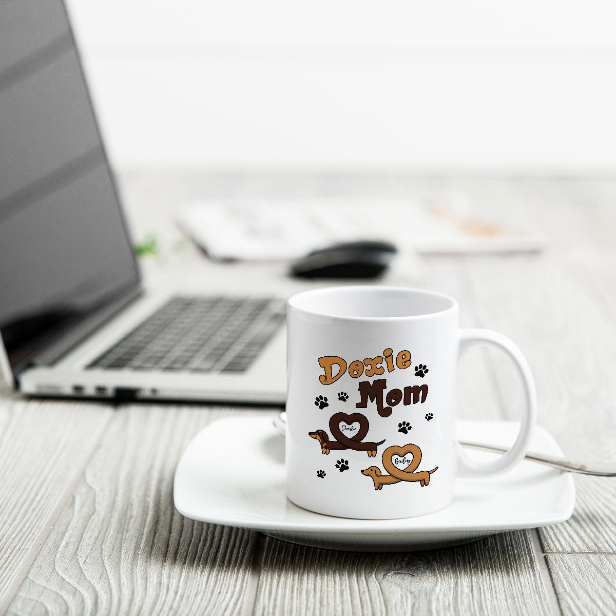 Doxie Mom Cute Heart Dachshunds Personalized Mug