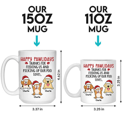 Happy Pawlidays - Dog & Cat Personalized Custom Mug - Christmas Gift For Pet Owners, Pet Lovers