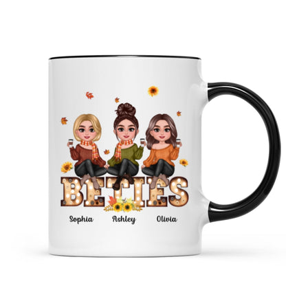 Fall Season Besties Sisters Sitting On Text Marquee Light Personalized Mug