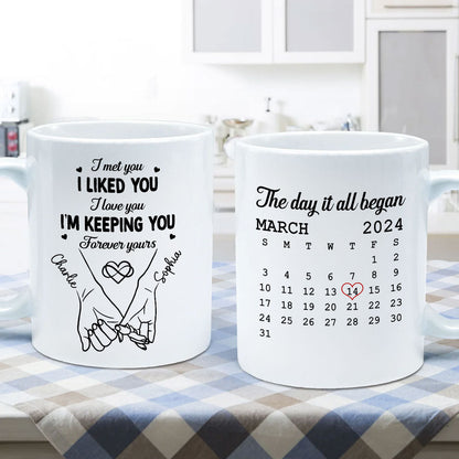 Couple Hand in Hand Gift Anniversary Calendar Keepsake Wedding Gift Personalized Mug