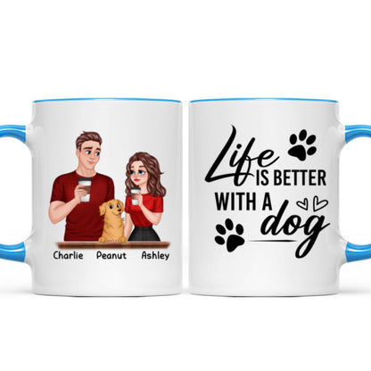 Cartoon Couple You Me & The Dog Personalized Mug